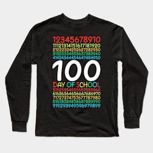 Kids 100Th Day Of School Teacher Kids 100 Days Math Numbers Long Sleeve T-Shirt